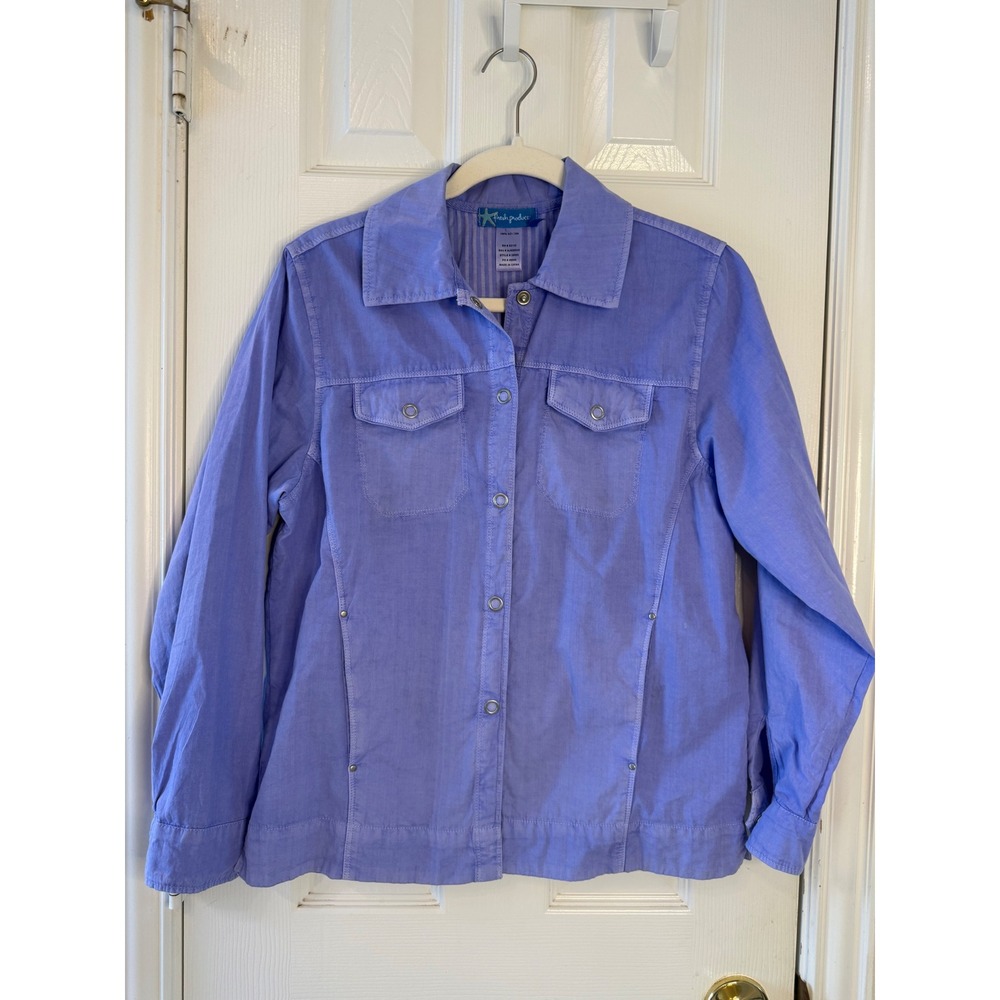 Fresh Produce Purple Cotton Utility Jacket Women S Snap Front Pockets